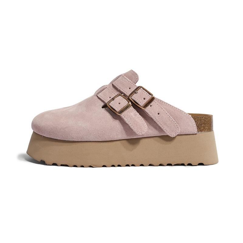 Толстые кожаные полутапочки Baotou сандалии тапочки женские