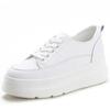 6cm Women Shoes Platform Flats White Genuine Leather Air Mesh Hollow Thick Sole Wedge Heel  Para Mujer