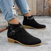 Europe America Women Large Size 36-43 Ankle Boots 2025Autumn New Low Heel Pu Leather Short Boots Fashion Retro Woman Shoes Mujer
