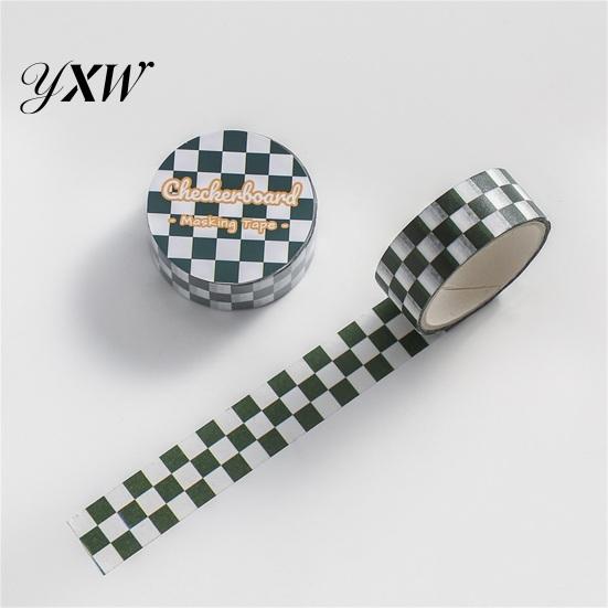 Masking Tape 1 Roll Washi Sticky Adhesive Clear Print Removable Paper Fade-resistant Scrapbooking Checkerboard Pattern for Kids