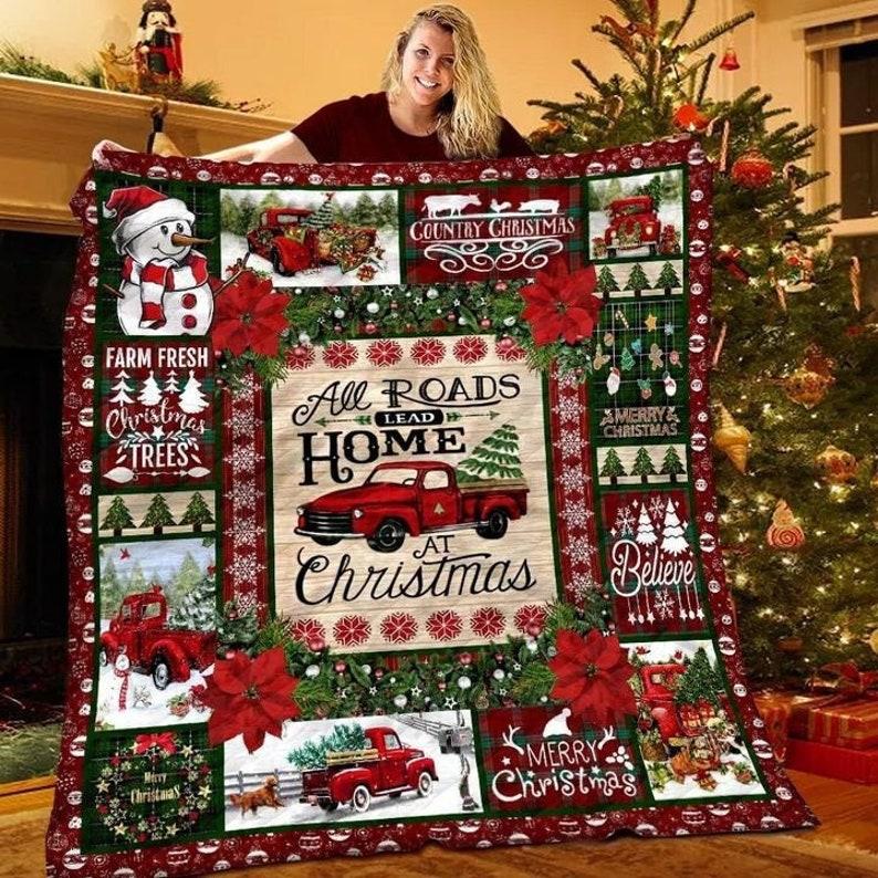 Merry Christmas Flannel Throw Blanket, Lightweight Decoration, Soft Gift, Home Bedding, Living Room, Sofa