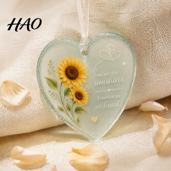 Transparent Acrylic Tag Heart Shape Ornament with Animal Pattern & Emotional Message, Decorative Pendant Hanging Rope for Memorial Gift Family