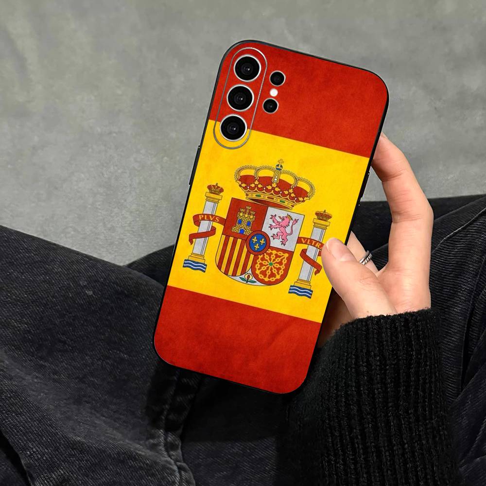 Чехол для телефона S-Испания Испанский флаг Арт Для Samsung S25,S24,S21,S22,S23,S30,Ultra,S20,Plus,Fe,Note,10,9,5G Черный