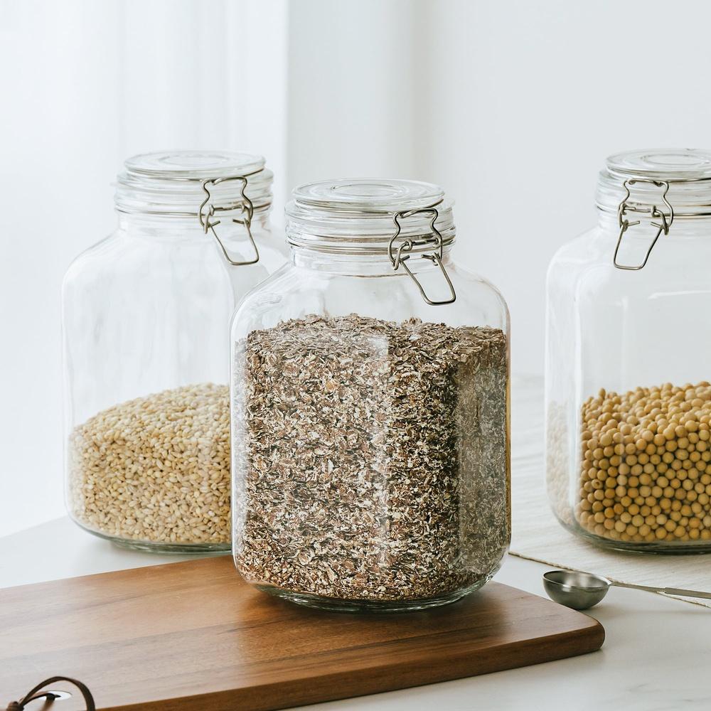 Герметичная стеклянная банка 106 унций, банка для хранения с крышкой-замком, для кофейных зерен, хлопьев, закусок, специй, сухих продуктов