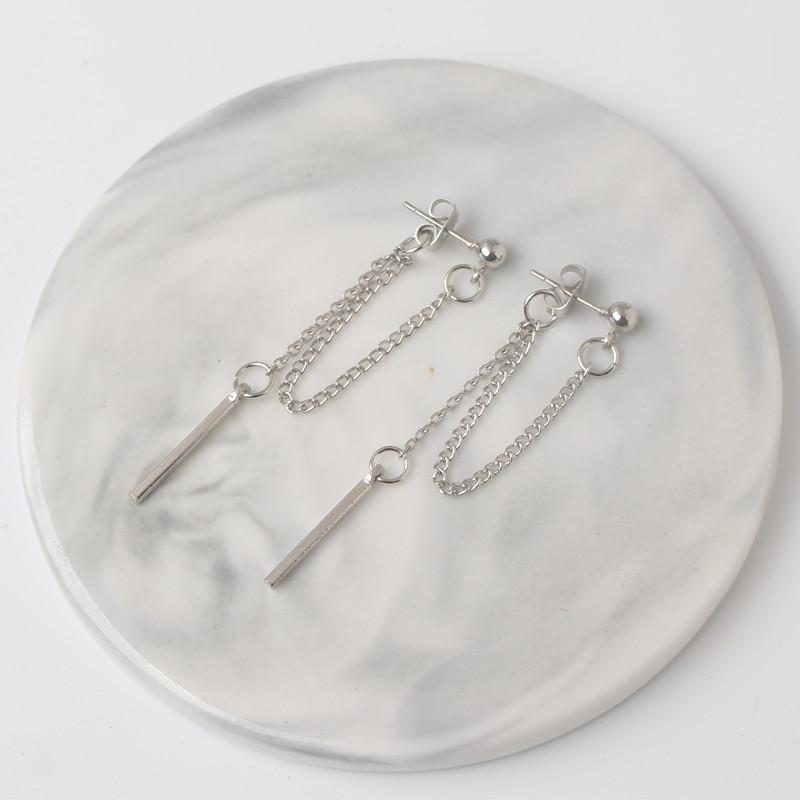 Korean Fashion Tassel Earrings Silver Metal Thread Pendants Dangle Earrings for Women Girls Trendy Ear Decoration
