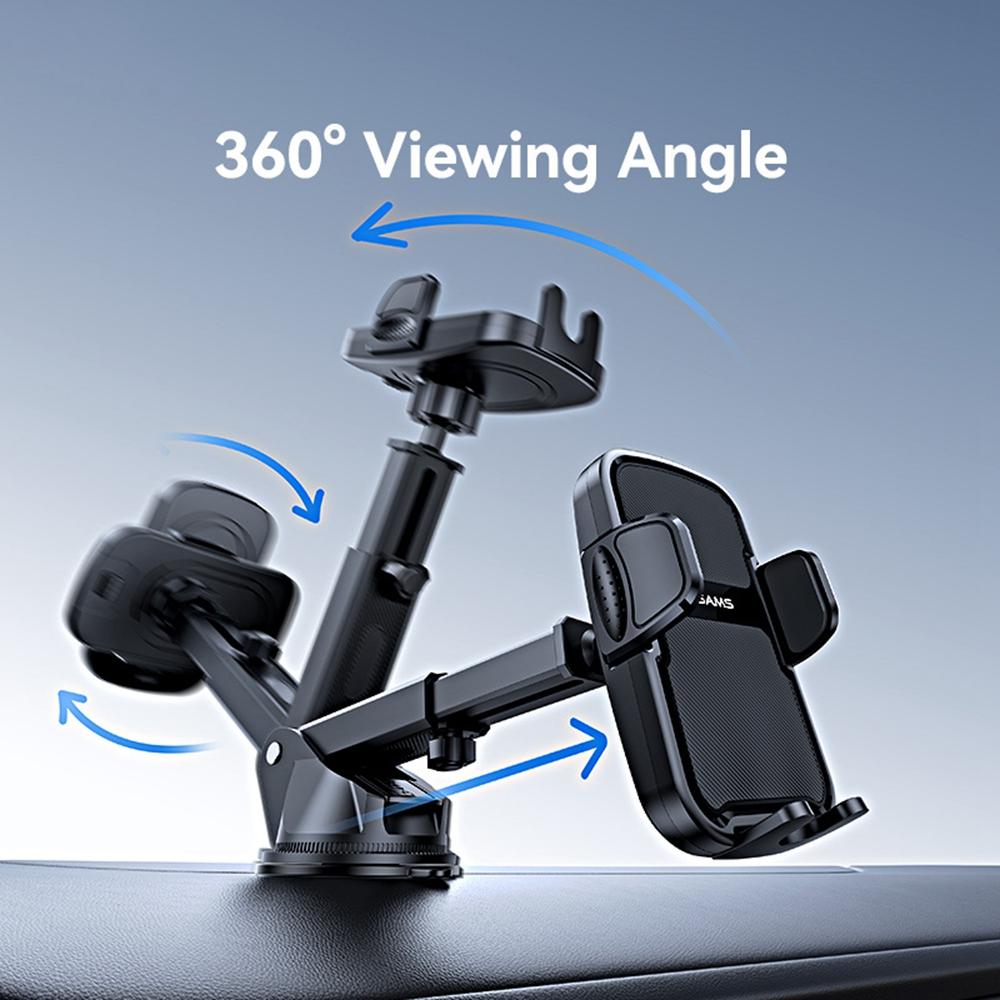 USAMS ZJ086 Car Dashboard Phone Mount One-Touch Release Rotating Phone Holder Support Horizontal/Vertical Views