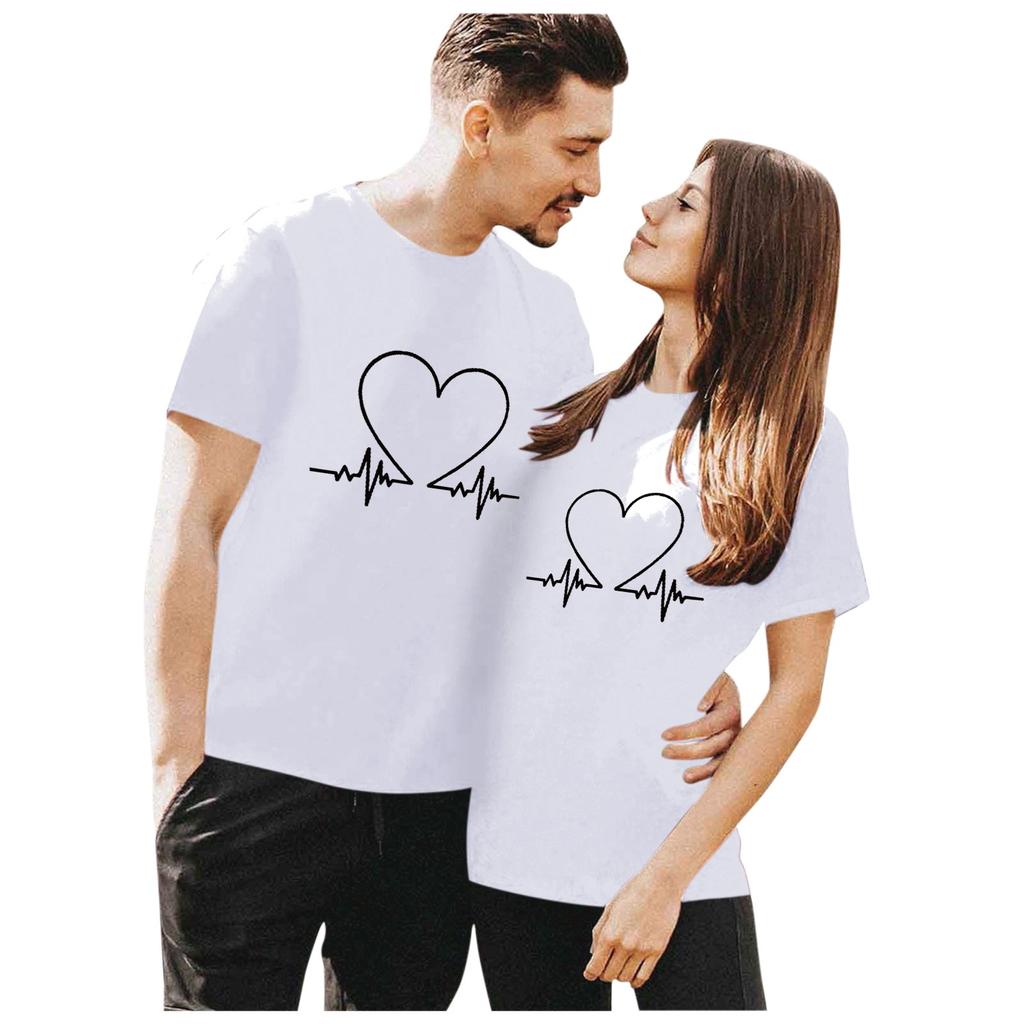 Женские топы с короткими рукавами и круглым вырезом с принтом, футболки для пар для него и нее, одинаковые рубашки для пар
