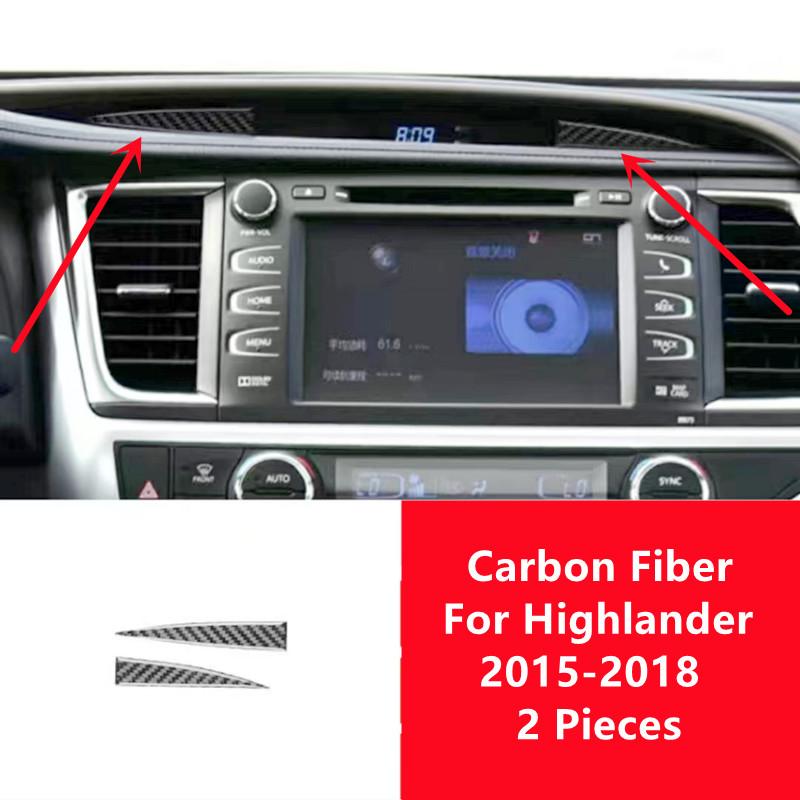 Carbon Fiber Stickers Car Center Console Panel Decorative Cover Trim Strips For For Toyota Highlander Car Interior