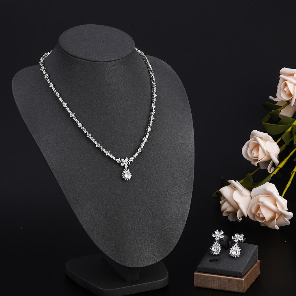 Ювелирные изделия в европейском и американском стиле, ожерелье с каплями воды из циркона, женственное свадебное платье, высококачественные свадебные украшения, комплект сережек-гвоздиков