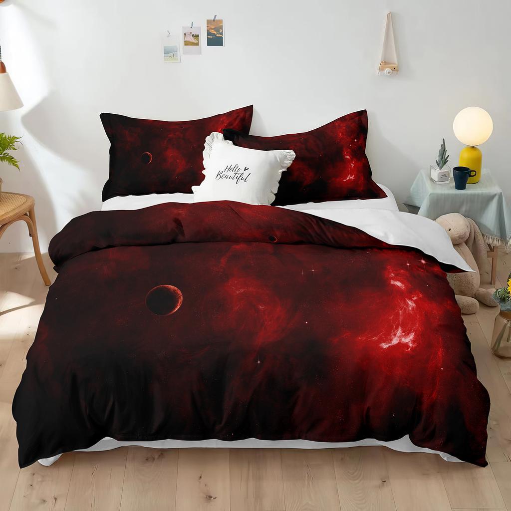 Комплект пододеяльников из полиэстера со звездным небом King Size, белая звезда, красочная галактика, звездное пространство, туманность, абстрактный космос для мальчиков и девочек