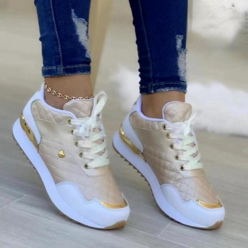 Women Sneakers Casual Sport Shoes Leather Patchwork Platform Sneakers Outdoor Running Walking Shoes