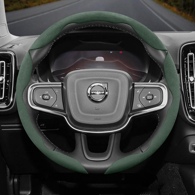 vcxja9 Suitable for Volvo Anti-Slip Buckle Segmented Suede Steering Wheel Cover Suitable for V40 V70 S60 C30 S40 S90 Xc90 Xc70 Xc60 Fh Ex30 S80 Xc40