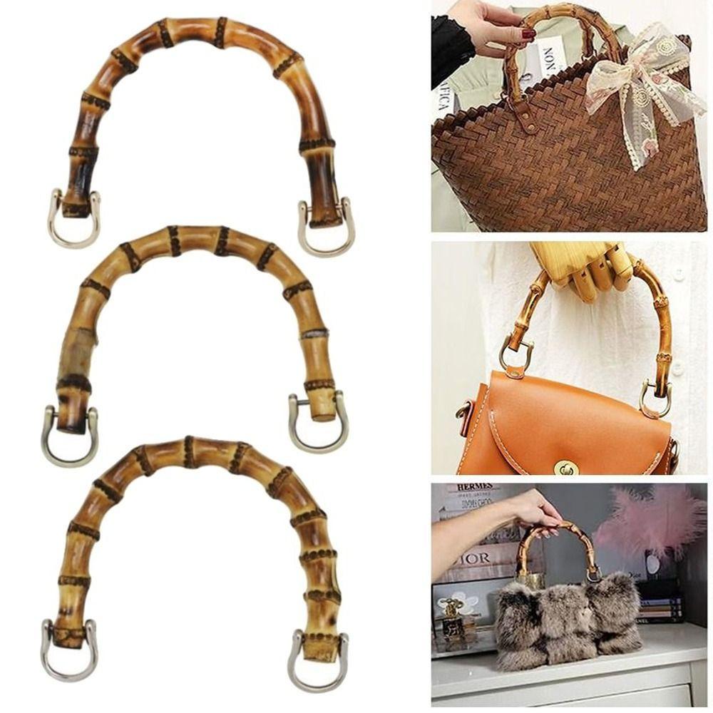 DIY Handmade Detachable Bamboo Purse Handles With Buckle 15.5CM Bamboo Bag Handles U-Shaped Shoulder Bag Strap Gift Box