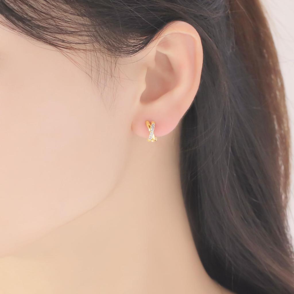 ESTELLE [Official] Women's Silver Earrings with Yellow Gold Plated Cubic Zirconia (Product Code: 0776-0070-0000-0000)