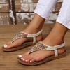 36-43 Women's Shoes Beaded Sandals Flat-soled Casual Toe Wind Beach Sandals