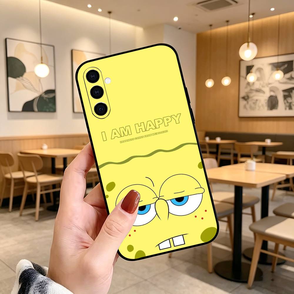 Animation S-Sponge Funny Z-Bob Phone Case Black Silicone Soft For Samsung Galaxy A73,A72,A71,A70,A53,A52,A51