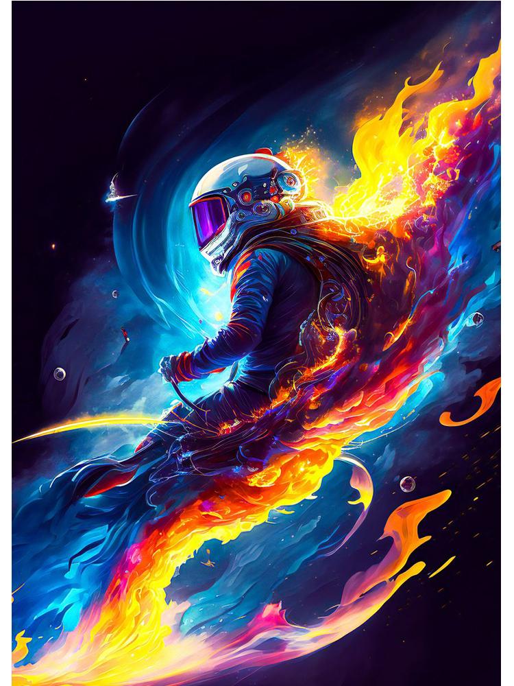 Colorful Space Astronaut Skating Play Guitar Canvas Painting Poster Print Abstract Wall Art For Living Room Home Decor Cuadros