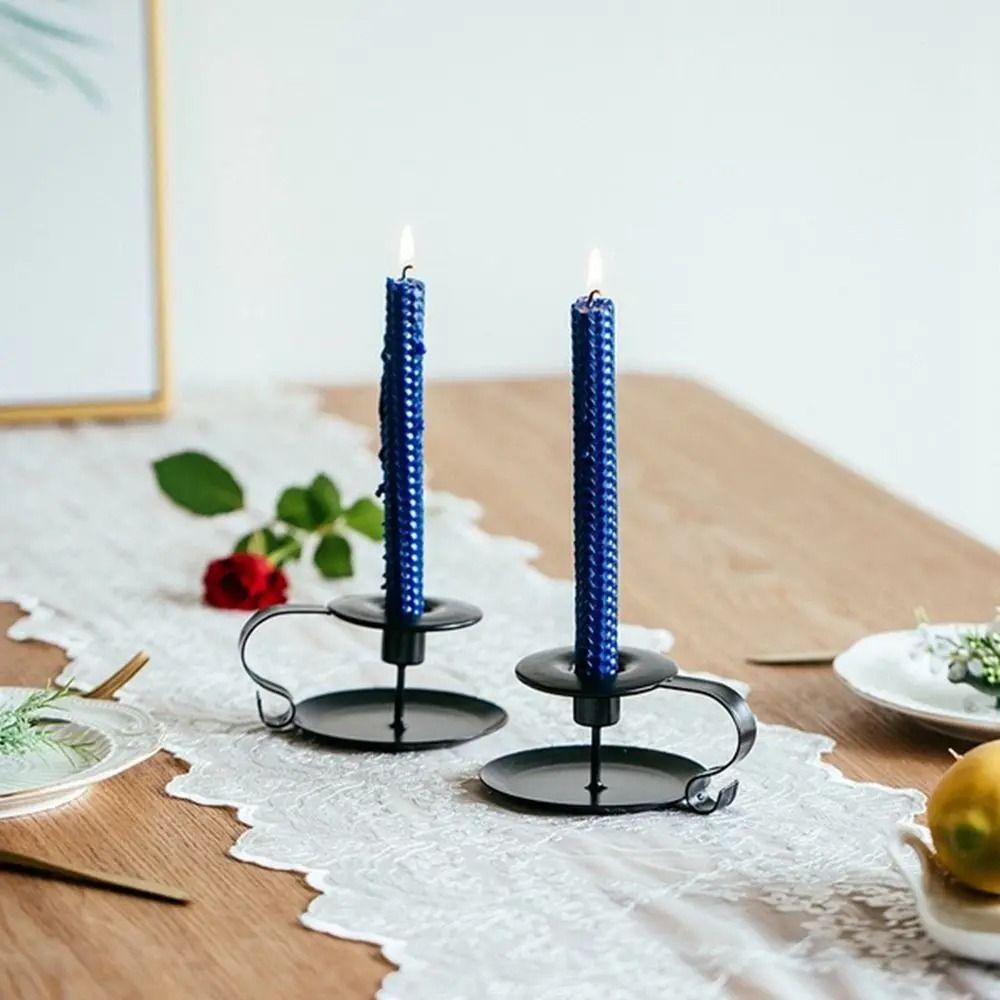 European Style Handheld Metal Candlestick Anti-slip Tabletop Candles Stand Aromatherapy