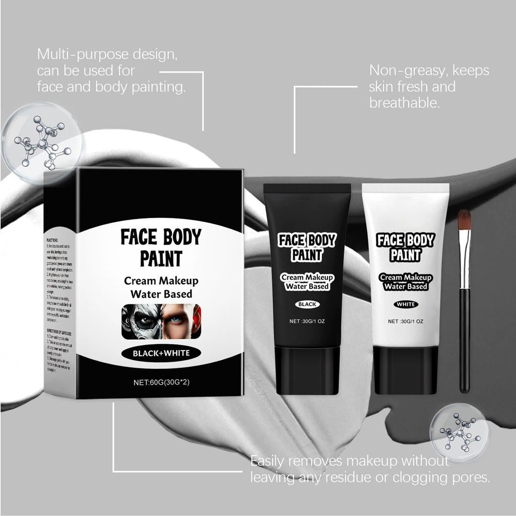 Крем-краска для макияжа Blacks And Whites от Halloween, легко маскирующий цвет кожи, эффект клоунского макияжа, крем-краска для макияжа