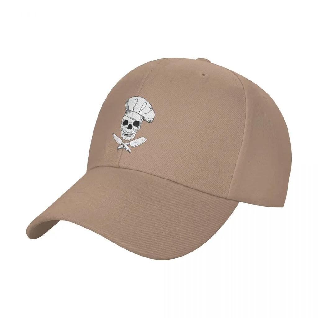 Skull Wearing Chef Hat and Crossed Kitchen Knives Baseball Cap summer hat beach hat designer cap black Women Caps Unisexs