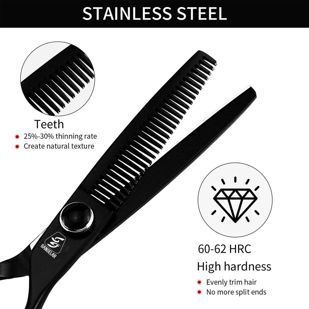 SANGELAR 6 Inch Top Grade Hair Scissors Professional Hairdressing Tools Barber and Salon Using,Special Handle Design,Recommendation