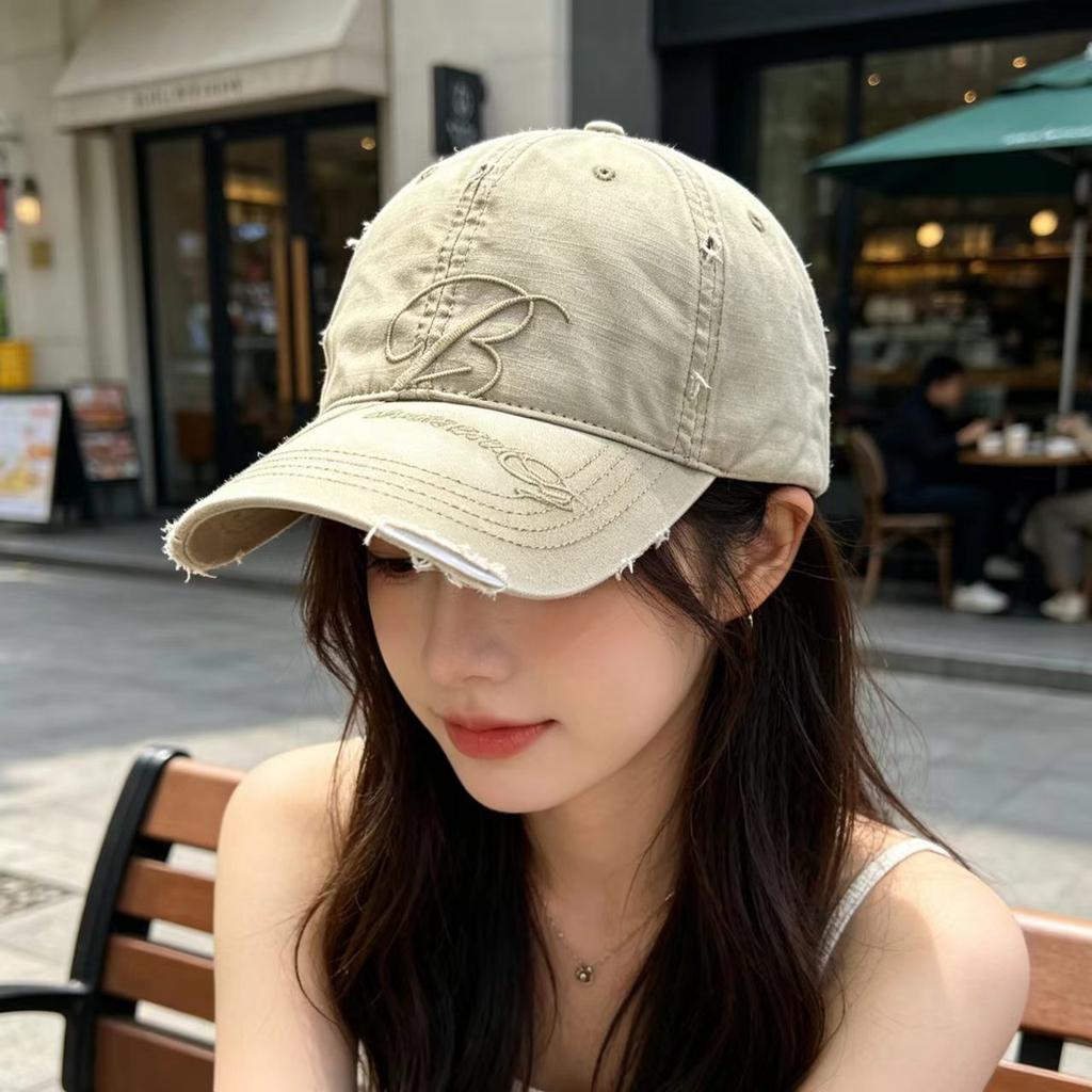 Spring and summer new American ripped letter embroidered baseball cap men's and women's fashion street versatile sunshade cap tide