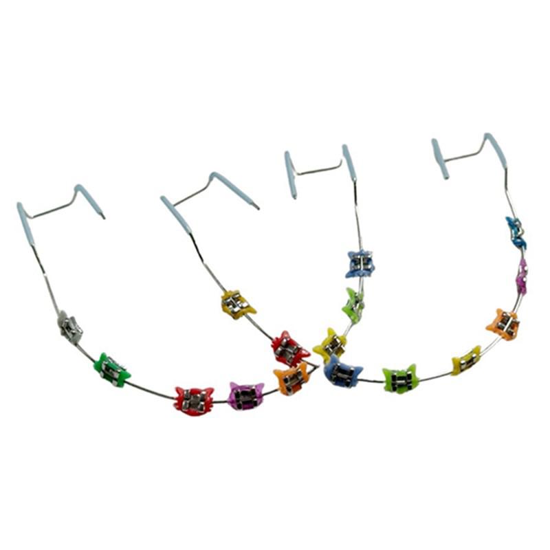 1 пара мультяшных стоматологических металлических брекетов, дуга без крючков, металлические брекеты и лигатурные проволоки, красочное временное украшение для зубов