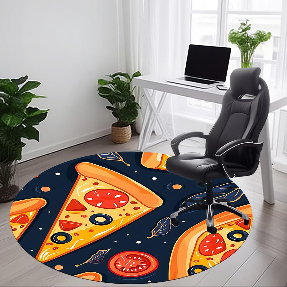 1pc Pizza Slice Office Round Area Rug, Indoor Mat Suitable For Office, Under Office Chairs Bedroom Living Room Home Decor, Room Deco