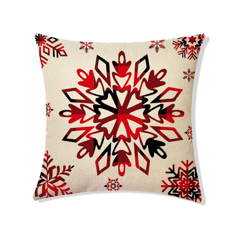 Christmas Snowflake Letter Pattern Throw Pillow Cover With Short Plush Print For Living Room Sofa Decoration Cushion Cover