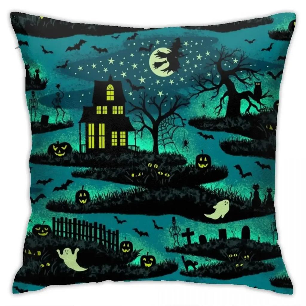 Halloween Horror Skull Pumpkin Bat Cushion Is Suitable for Home Living Room Sofa Bedroom Room Decoration