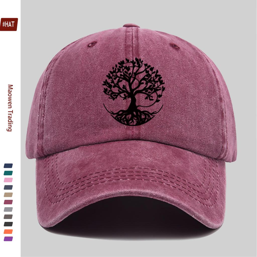 pc Fashionable PatternPrinted Baseball Cap Designed with Treeinspired Motifs Where the Root Shapes Form a Circular Decorativ
