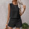 2 шт./комплект женский жилет шорты костюм круглый вырез без рукавов однотонный топ с высокой талией короткие брюки отпуск повседневный наряд летняя пляжная одежда