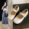 Осенние туфли Мэри Джейн с юбкой, маленькие кожаные туфли, женственные, вечерние, красивые, новые, на низком каблуке, одинарные туфли для женщин