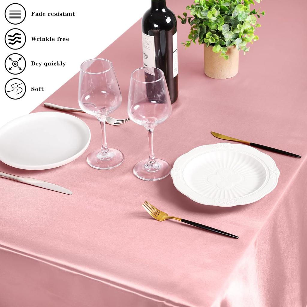 Table Cover Satin Tablecloth Soft Overlay Wedding Satin Large  Bright Smooth Silk Rectangle Christmas Banquet Anniversary Dining Party Table Decor