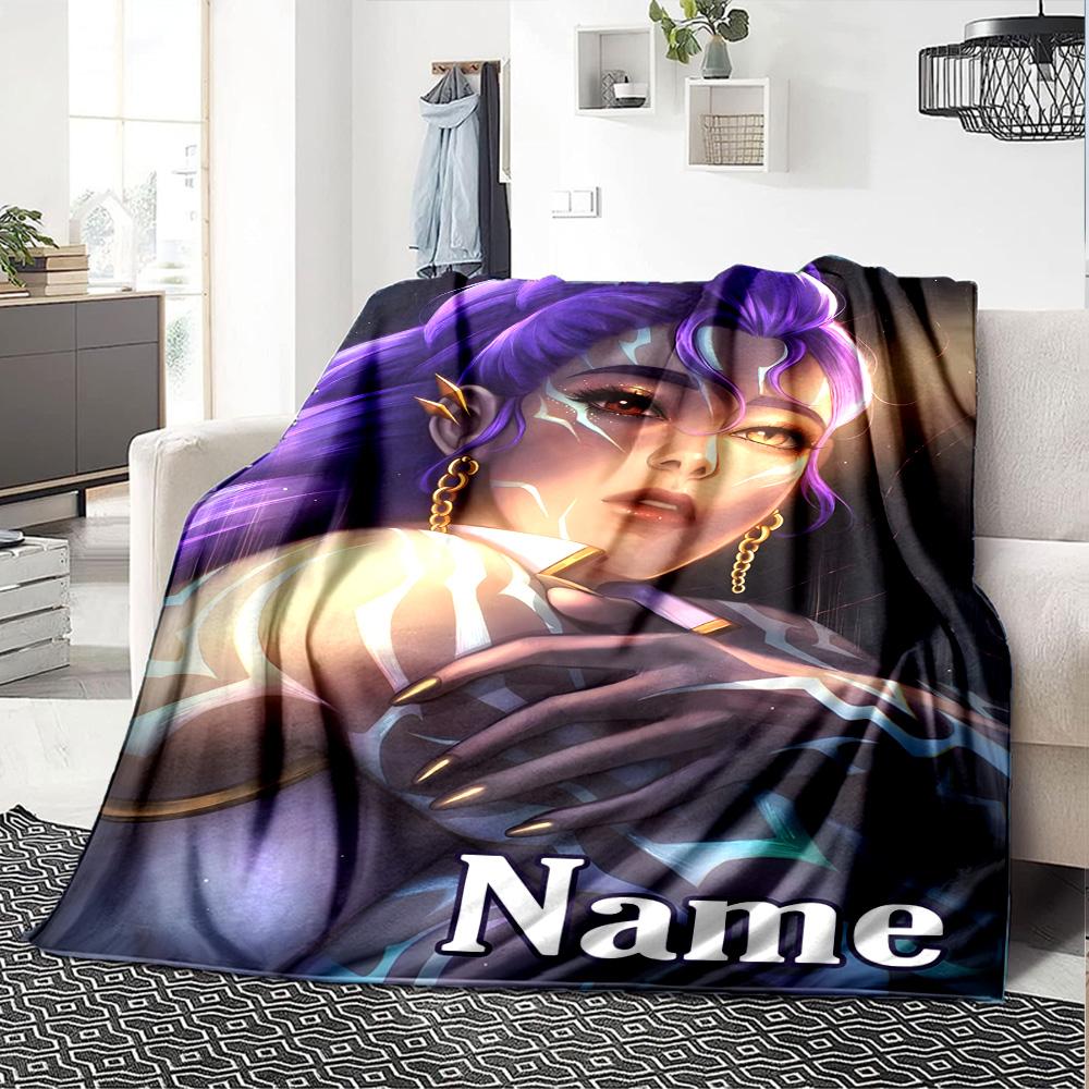 Customizable KPop Demon Hunters3 Throw Blanket – Personalized Name, All-Season Cozy Snug Blanket, Machine Washable, Personalized Blanket