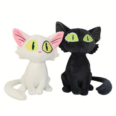 Плюшевые игрушки из мультфильма, кавайные белые кошки и черные кошки, мягкие игрушки, подарок на день рождения для детей, девочек