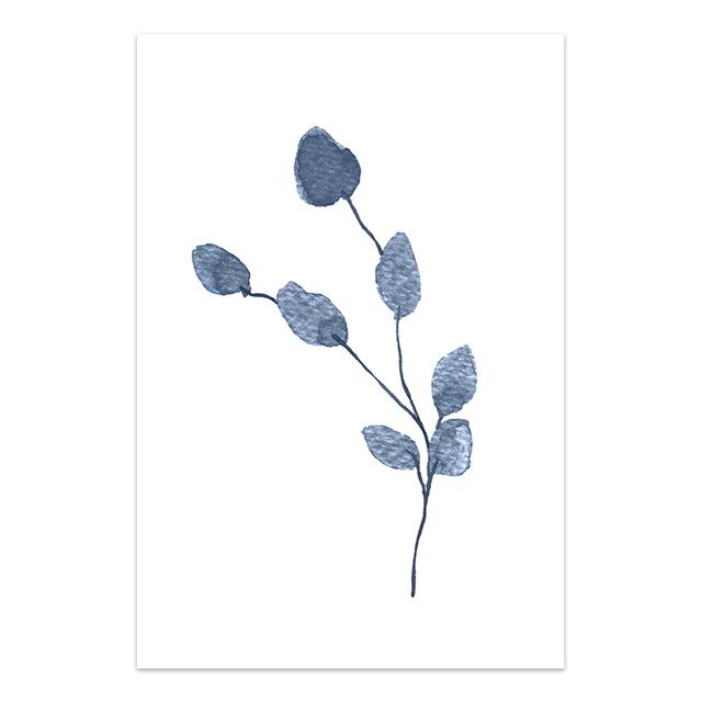 Branches and Leaves Canvas Painting Indigo Blue Botanical Posters and Prints Navy Blue Wall Picturefor Living Room Home Decor