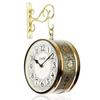 Metal Analog Double Sided Vintage Railway Station Wall Clock Platform Hanging Clock for Living Room Home Office