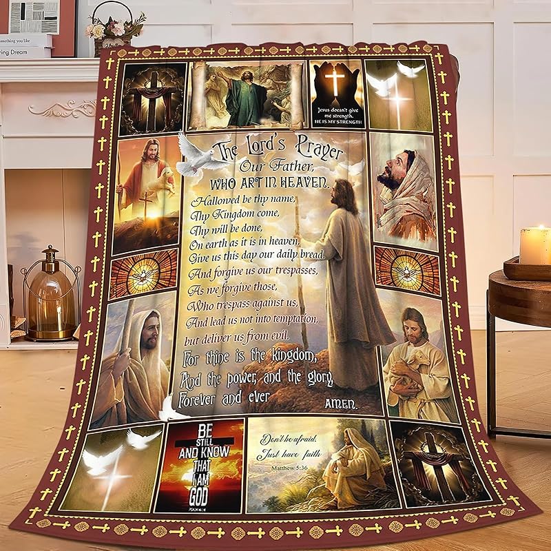 Christian Blanket pirational Scripture Religious Spiritual Jesus Prayer Faith Throw Blanket Catholic Gifts for Adults Women Men Super Soft Cozy Plush