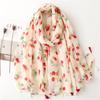 2024 New Spring/Summer Small Fresh Sweet Wind Cartoon Cherry Cotton And Hemp Scarf Bali Yarn Thin Silk Scarf Shawl For Women