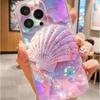 Прозрачный противоударный чехол с рисунком розовой ракушки для iPhone 14-17 Pro Max