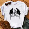 Vintage Women T-shirt Carry On My Wayward Son Angel Wings Car Print Femme Supernatural T-shirt Summer Top Graphic T-shirt