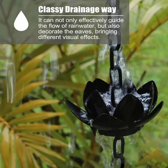 120CM Lotus Rain Chain Heavy Duty Metal Outdoor Garden Hanging Rain Catcher Cups Outside Gutters Downspouts Decorative Rain Chain Replacement
