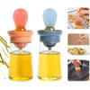 2 In 1 Silicone Dropper Measuring Oil Dispenser Bottle Set with Silicone Brush for Kitchen Cooking Frying Baking BBQ Pancake