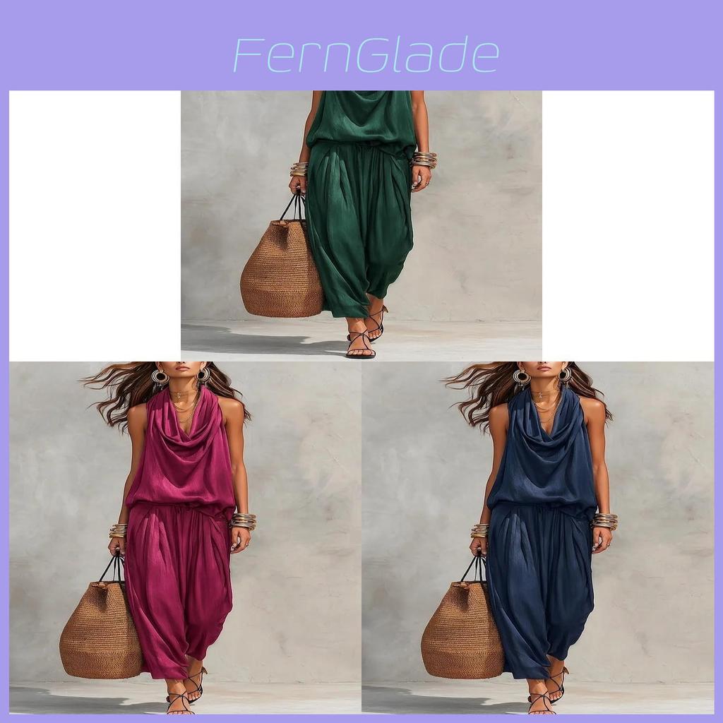 Elegant Polyester Sleeveless Shirt And Long Pants Set For Women In Spring Casual Wear