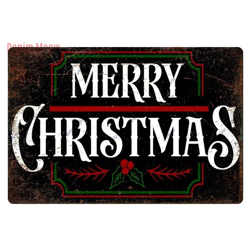 Retro Merry Christmas Metal Wall Decor Vintage Christmas Bakery Metal Sign for Gift Bar Club Cafe Room Decoration WY