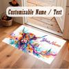 Highland Cow Theme Soft Crystal Velvet Rug Custom Name & Text Print Non Slip Floor Rug for Bedroom Living Room