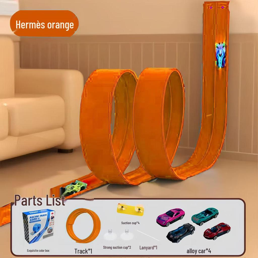 Alloy Car Model Elastic Ramp Toy with Suction Cups - DIY Children's Track Set
