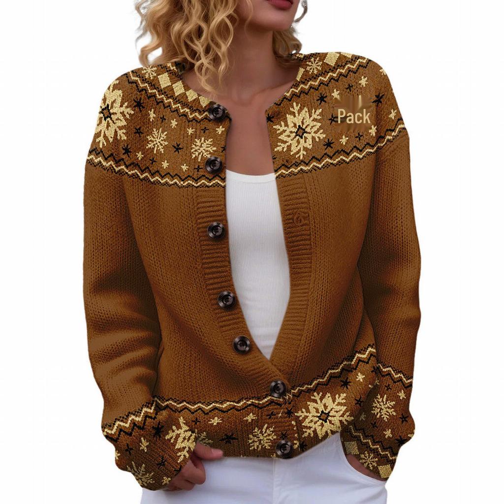 Round Neck 3D Print Cardigan Sweater TX-YK01
