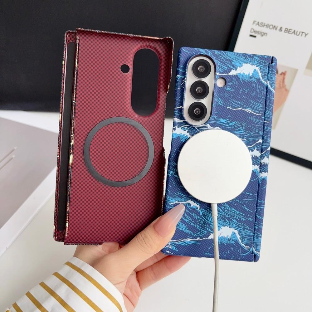 Чехол для Samsung Galaxy Z Fold 7 Модный Жесткий ПК Волна Петля Магнитный MagSafe Защитная Задняя Крышка Чехол Для Z Fold7 6 5 4 Корпус